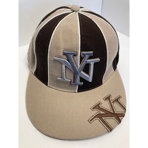 New York Yankees Hat Cap Adult Medium Beige‎ Brown 212 NY Embroidered Pinwheel